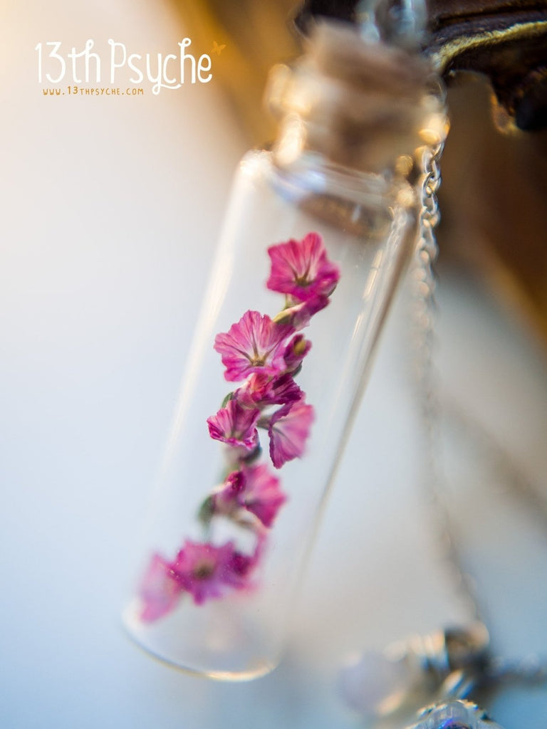 Collar de botella de flor seca real hecho a mano - 13th Psyche