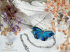 Handmade Blue butterfly choker necklace, Stained glass inspired - 13th Psyche
