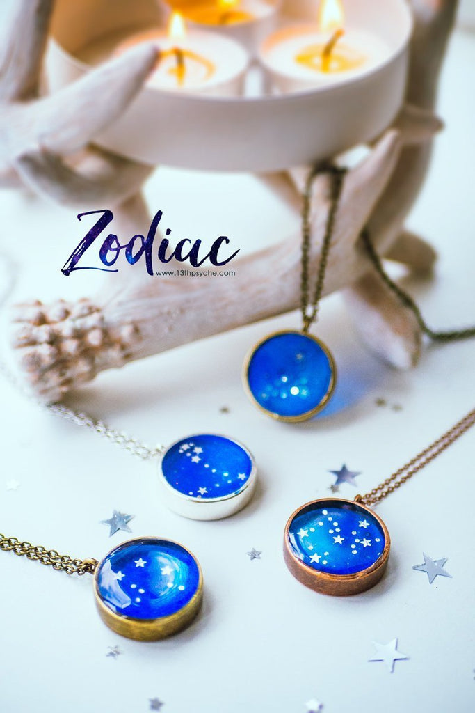 Joyas del zodiaco hechas a mano, collar de la constelación de Libra - 13th Psyche