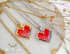 Handmade Pixel heart necklace, red heart pendant necklace - 13th Psyche